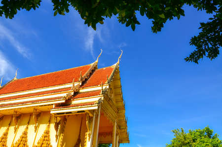 chapel with blue sky background.の写真素材