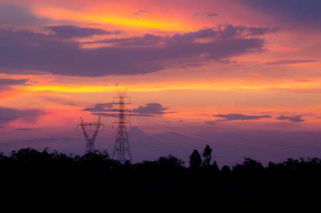 Electric pole with twilight background.の写真素材
