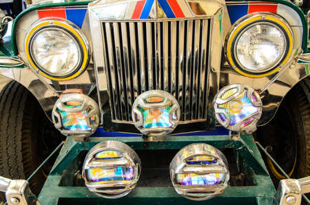 Five spotlights are installed at the front of the car.の写真素材