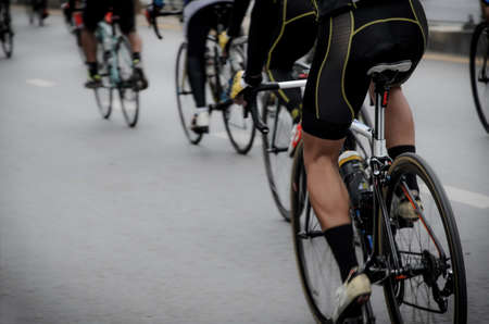 Fast cyclists through the streets of the city during the sporting event in Thailand.の写真素材
