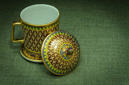 Ceramic bowl is a beautiful Thai style.の写真素材