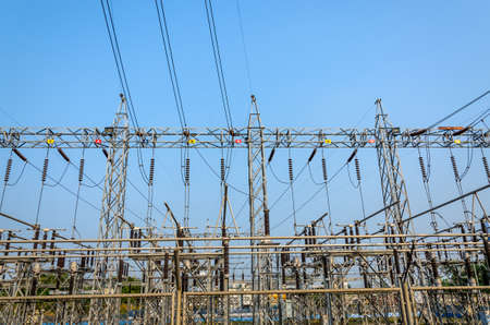 Electrical substation on a blue sky background