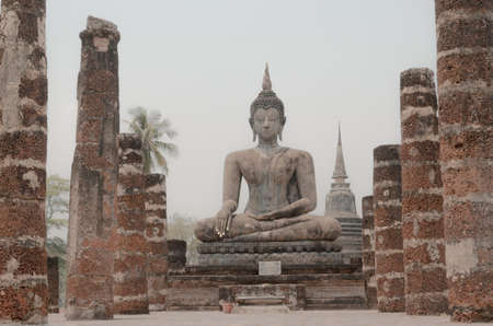 Statue of Buddha, Sukhothai Historical Park, Sukhothai Old Town of Thailandのeditorial素材