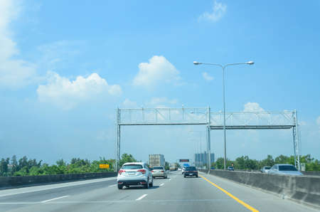 Cars running on the freeway