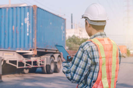 Container industry supervisor for container loading for exportの写真素材