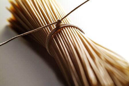 Raw Spaghetti of whole wheat flour Detailの写真素材