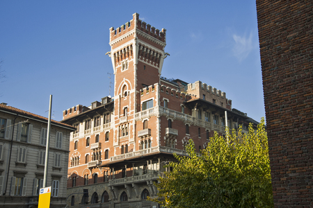 View of Castle Cova in the center of Milanのeditorial素材