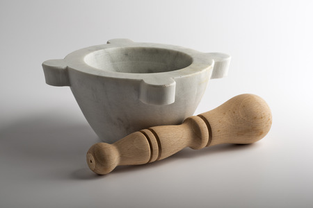 Empty white Stone mortar for Genoese pesto