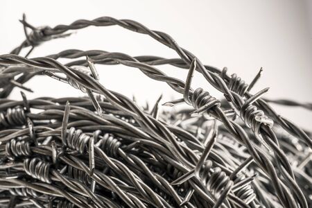 Detail of Whorl of barbed wire forming a coilの写真素材