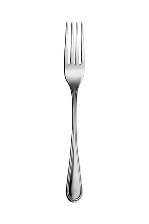 Empty Steel Fork isolated on white backgroundの写真素材