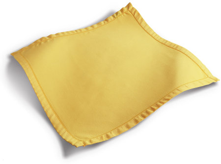 Wavy yellow napkin isolated on white backgroundの写真素材
