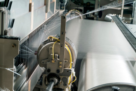 Detail of Textile Machine working in a factoryの写真素材