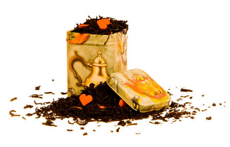 Leaf tea in a tinの写真素材