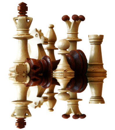 Reflection of defeated brown chess kingの写真素材