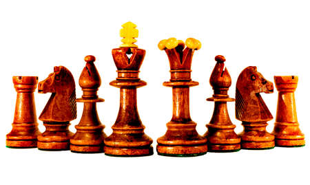 Set of Brown chess piecesの写真素材