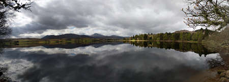 Panorama of Loch Rannoch on a quiet morningの写真素材