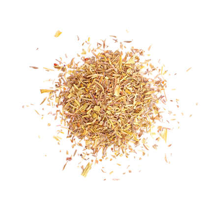 Small pile of the different dry herbs isolated on white background.の写真素材