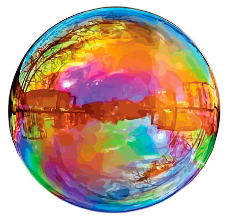 Large reflecting soap bubble isolated on white background.のイラスト素材