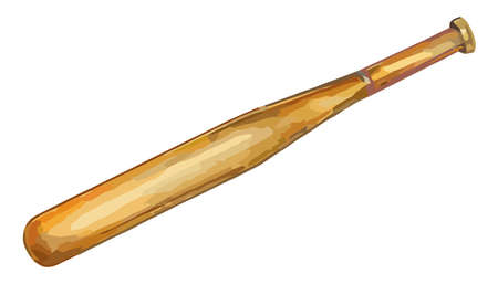 wooden baseball bat isolated on white background.のイラスト素材