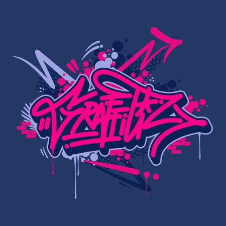 Graffiti Font Lettering With A Dark Blue Backgroundのイラスト素材