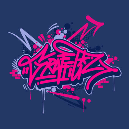 Graffiti Font Lettering With A Dark Blue Background