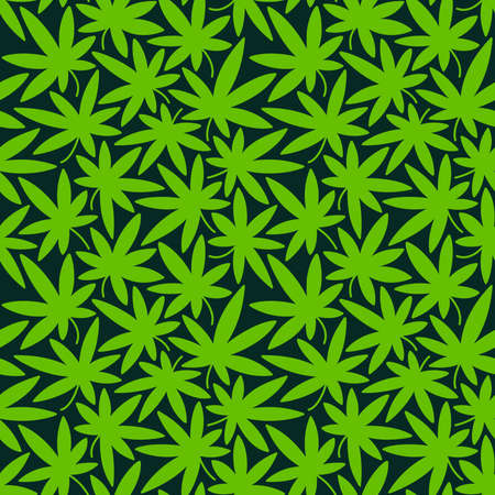 Seamless Green Pattern With Cannabis Leaves. Vector illustration.のイラスト素材
