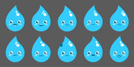Water Drop Vector Flat Cartoon Character Illustrationのイラスト素材