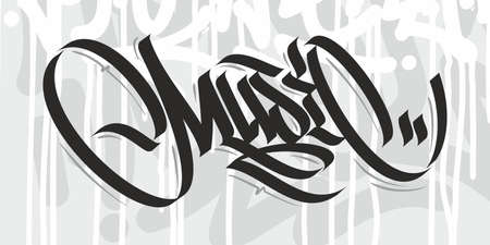 Word Music Graffiti Font Letteringのイラスト素材