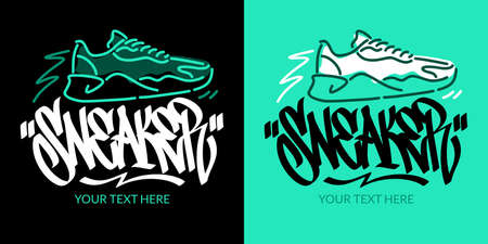 Hand Written Graffiti Style Word Sneaker Vector Illustration. Typography Illustrationのイラスト素材