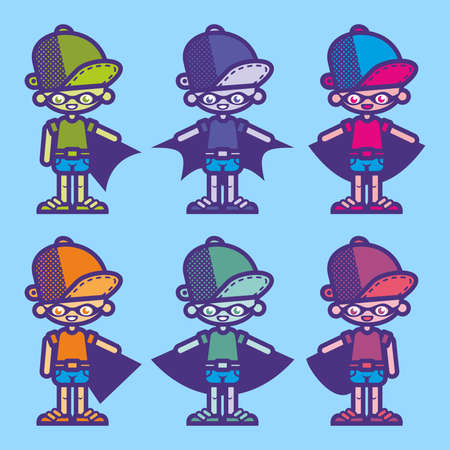 A Set Of Six Funny Hiphop Superheroes Vectorのイラスト素材