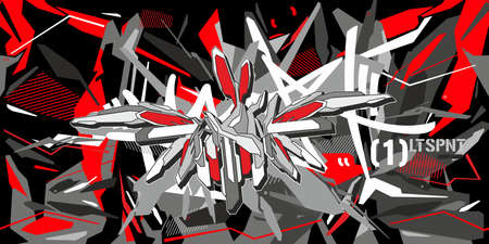 Abstract Word Slam Graffiti Style Font Lettering Vector Illustrationのイラスト素材