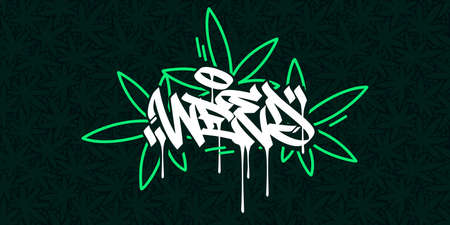 Abstract Hip Hop Hand Written Graffiti Style Word Weed Vector Illustration Artのイラスト素材