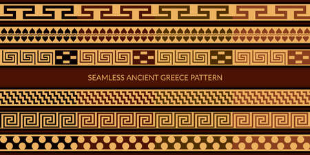 Seamless Ancient Greece Pattern Set Vector Illustration Background Artのイラスト素材