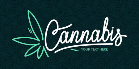Abstract Hand Written Word Cannabis With Cannabis Leaf Vector Illustration Artのイラスト素材