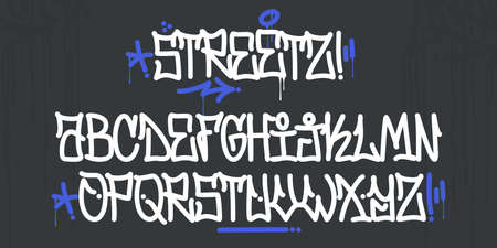 Fat Handwritten Doodle Graffiti And Street Art Style Font Alphabet. Vector Illustration Artのイラスト素材