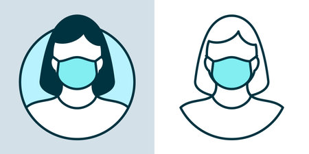 Woman In Medical Face Mask For Virus Protection And Health Care Vector Illustrationのイラスト素材