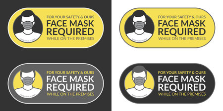 Grey And Yellow Banners Face Covering Required Vector Illustration Designのイラスト素材