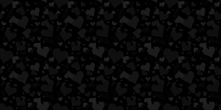 Dark Black Hearts Seamless Pattern. Vector Illustration Background Art For Happy Valentines Day Or Weddingのイラスト素材