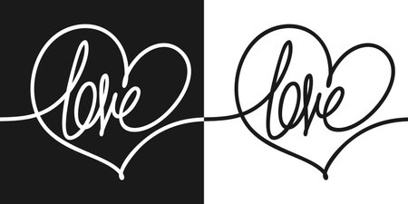 Seamless Abstract Love Symbol Heart Continuous Line Art Drawing Vector Illustrationのイラスト素材