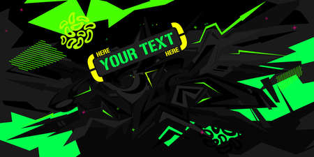 Dark Black And Neon Abstract Graffiti Style Background Vector Illustration Artのイラスト素材