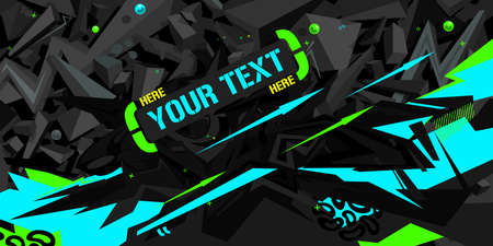 Cyberpunk Dark Black And Neon Abstract Graffiti Style Background Vector Illustration Artのイラスト素材