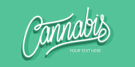 3D Green Abstract Hand Written Word Cannabis Vector Lettering Illustration Logo Designのイラスト素材