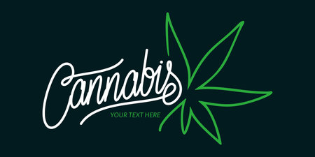 Abstract Hand Written Word Cannabis With Cannabis Leaf Vector Illustration Artのイラスト素材