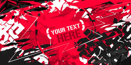 Urban Cyberpunk Dark Black And Red Abstract Graffiti Style Banner Vector Illustration Artのイラスト素材