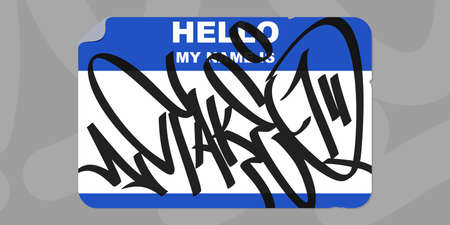 Abstract Flat Graffiti Style Sticker Hello My Name Is With Some Street Art Lettering Vector Illustrationのイラスト素材