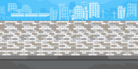 Empty Brick Wall With Background Of The Cityscape Vector Illustration Templateのイラスト素材