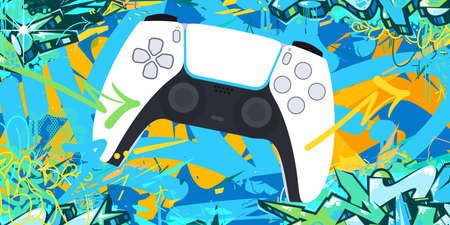 Urban Detailed Joystick Or Gamepad Hip Hop Graffiti Street Art Style Banner