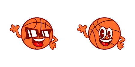 Flat Basketball Cartoon Mascot Characters Vectorのイラスト素材
