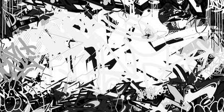 Black And White Abstract Hip Hop Street Art Graffiti Style Urban Calligraphy Vector Illustration Backgroundのイラスト素材