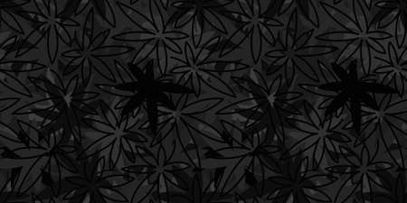 Dark Seamless Abstract Vector Illustration Pattern Background With Cannabis Leavesのイラスト素材